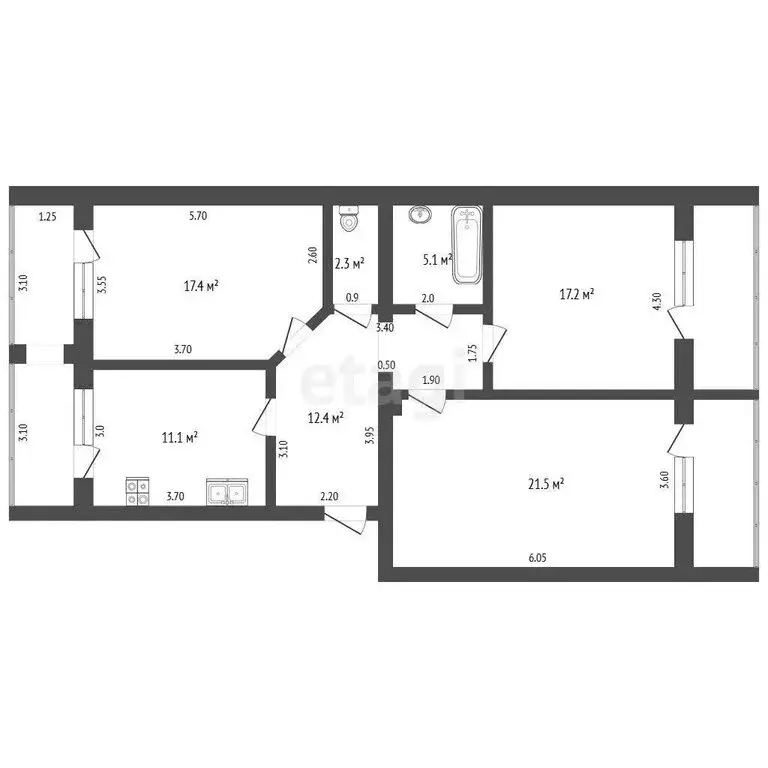 3-комнатная квартира: Мичуринск, Липецкое шоссе, 45А (87 м) - Фото 0