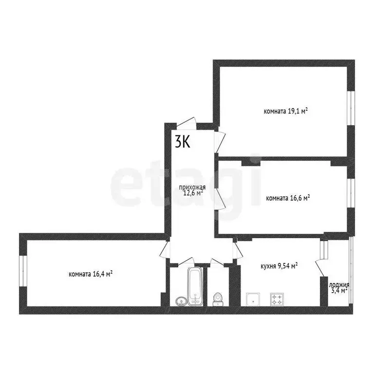 3-комнатная квартира: Белгород, улица Попова, 37 (78.9 м) - Фото 1