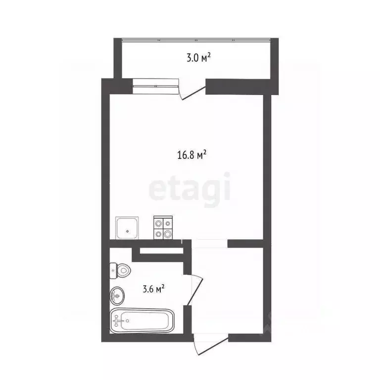 Студия Тюменская область, Тюменский муниципальный округ, д. Патрушева ... - Фото 1