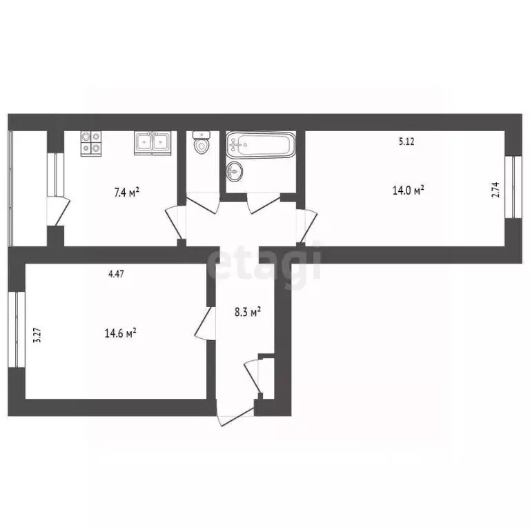 2-к кв. Вологодская область, пос. Новый Источник ул. Центральная, 2 ... - Фото 2