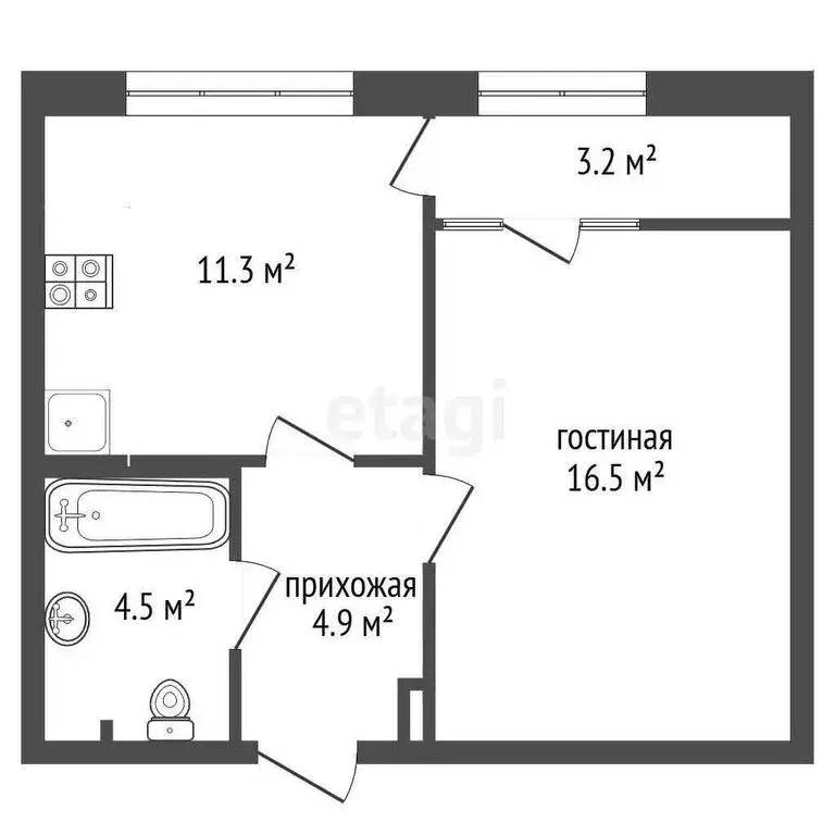 1-комнатная квартира: Новый Уренгой, район Южная Жилая Часть, ... - Фото 1