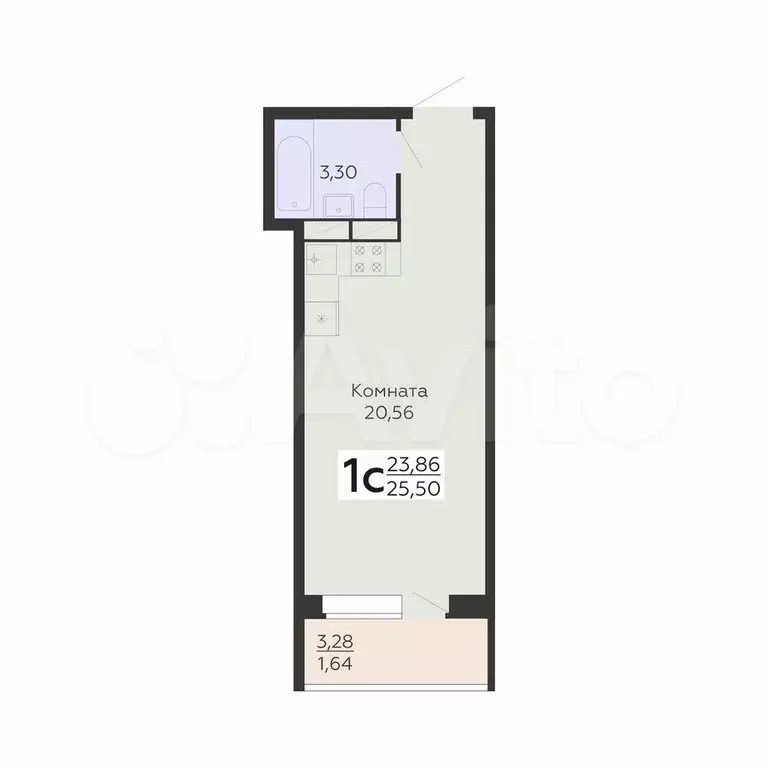 Квартира-студия, 25,5 м, 7/18 эт. - Фото 0