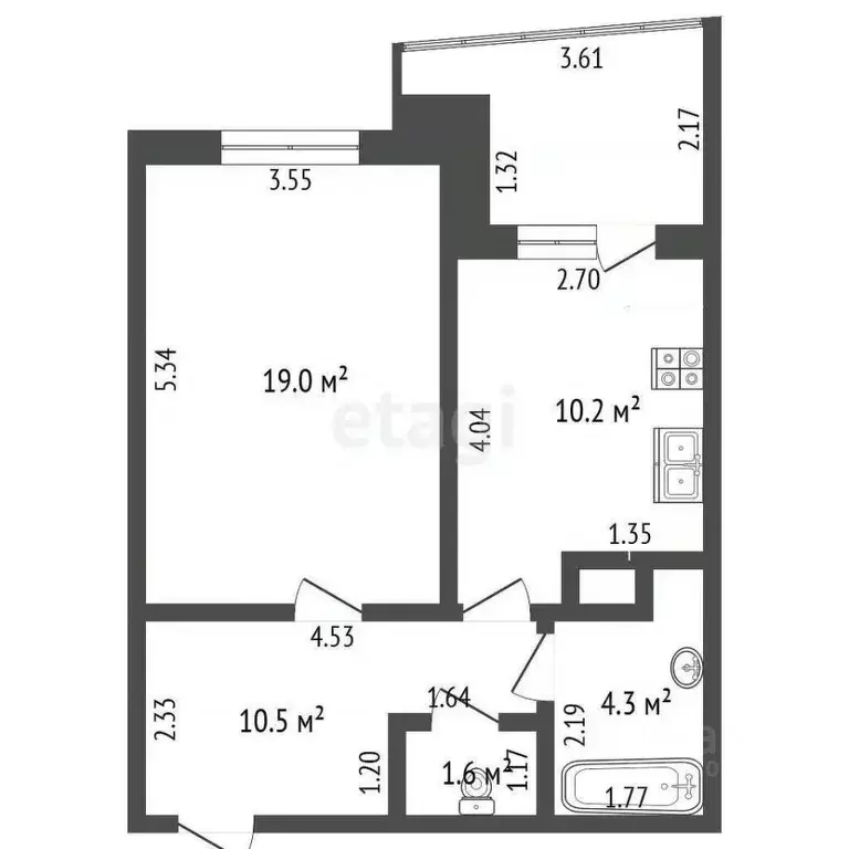 1-к кв. Смоленская область, Смоленск ул. Нормандия-Неман, 7 (43.8 м) - Фото 2