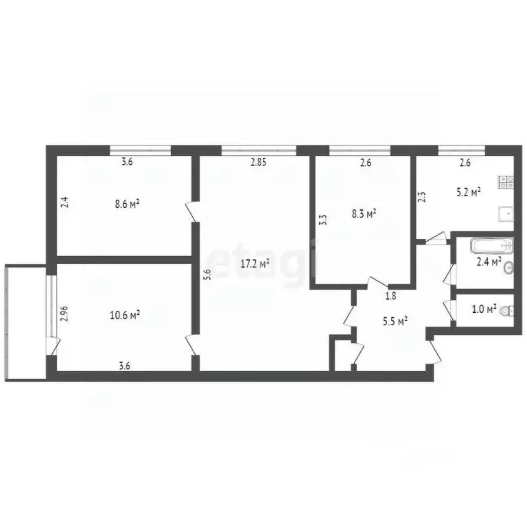 3-к кв. Мордовия, Саранск бул. Эрьзи, 8 (60.0 м) - Фото 1