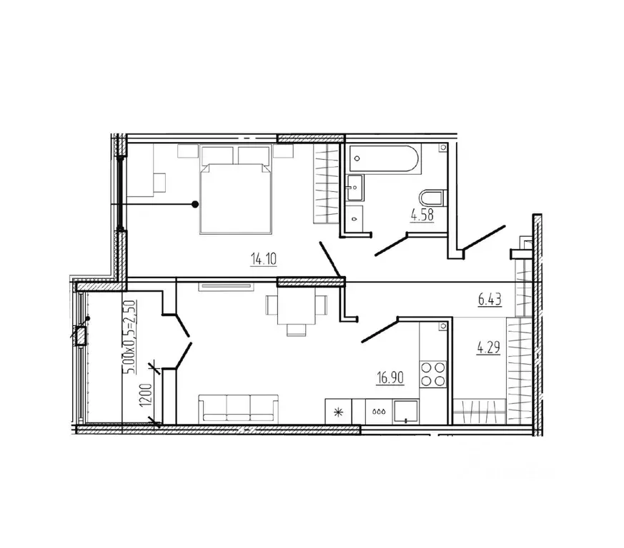 1-к кв. Краснодарский край, Новороссийск Моренуар жилой комплекс (48.8 ... - Фото 1
