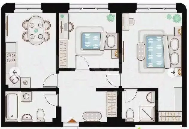2-к кв. Татарстан, Казань Ку на Кулагина жилой комплекс (60.45 м) - Фото 2