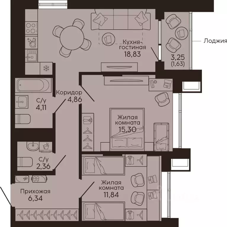 2-к кв. Свердловская область, Екатеринбург Вокзальный жилрайон,  ... - Фото 1