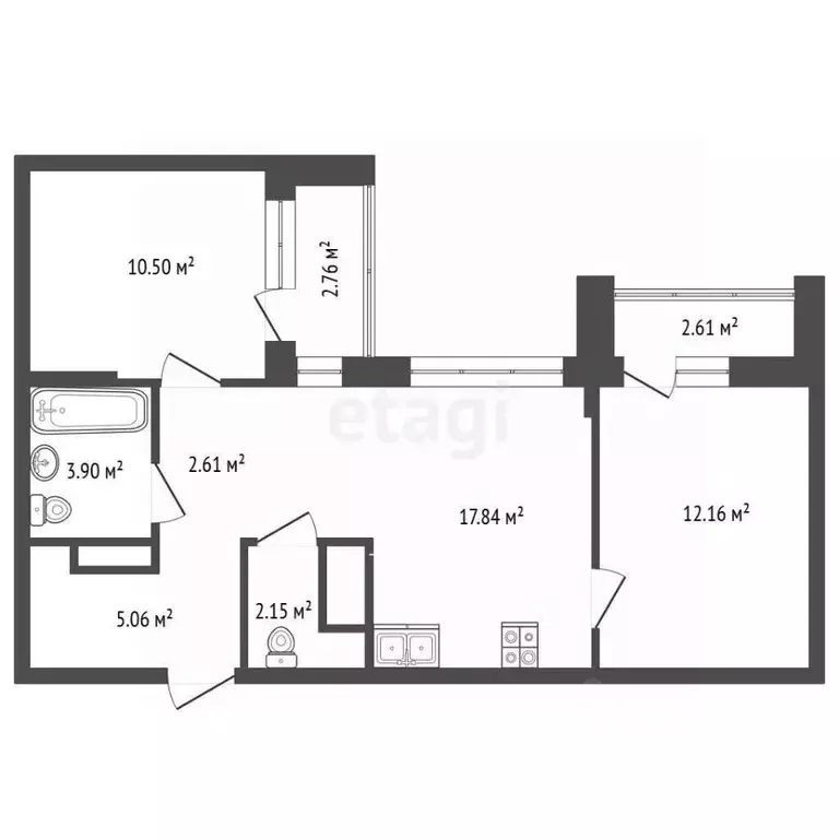 2-к кв. Тюменская область, Тюмень ул. Пожарных и Спасателей, 14 (56.91 ... - Фото 2