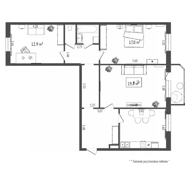 3-к кв. Тюменская область, Тюмень ул. Московский Тракт, 159 (86.0 м) - Фото 2