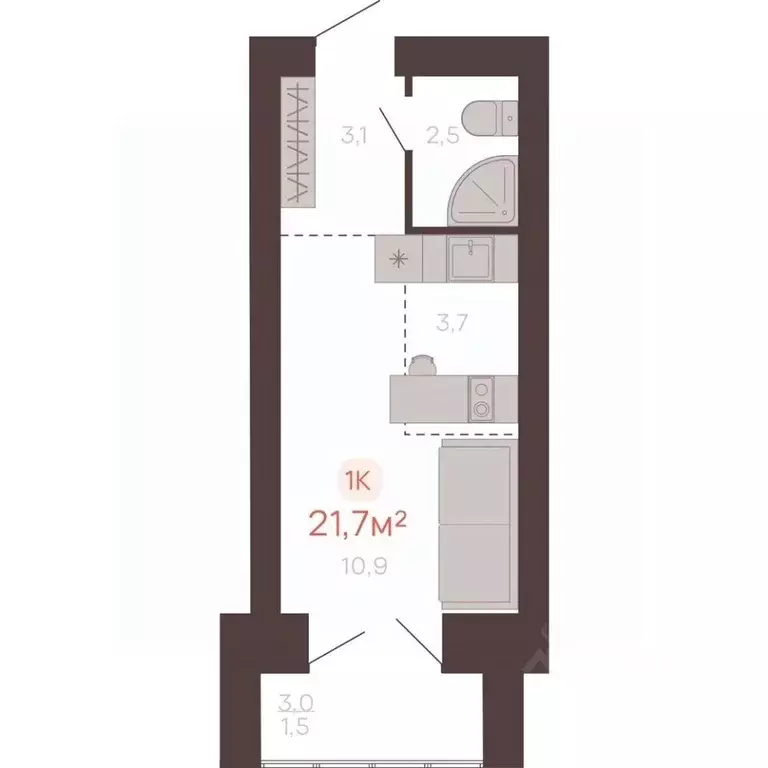 1-к кв. Алтайский край, Новоалтайск ул. Южсиба, 52А (21.7 м) - Фото 1