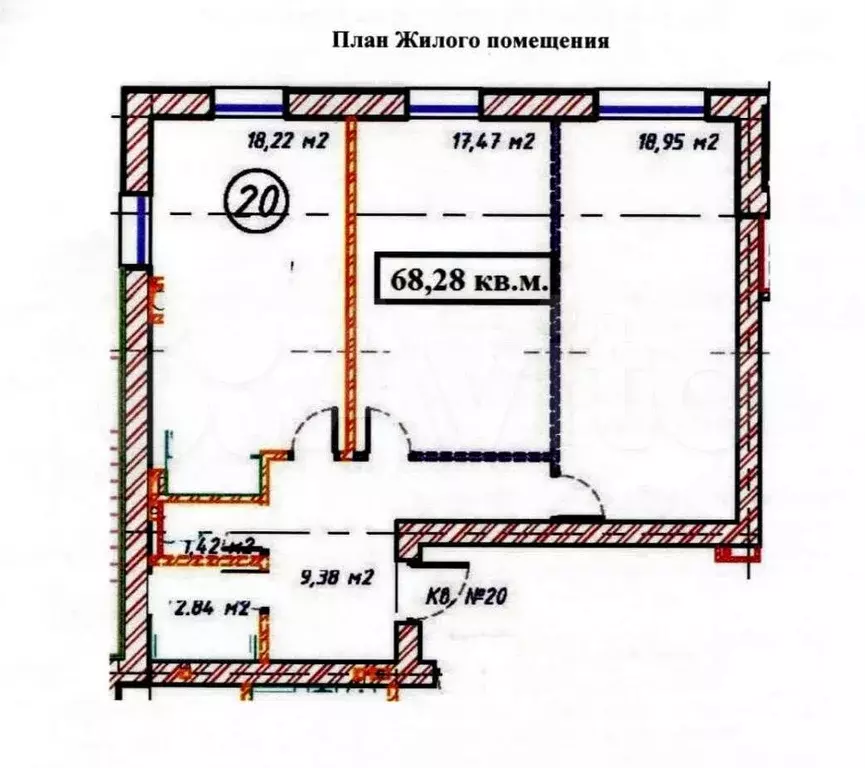 2-к. квартира, 68,3 м, 1/4 эт. - Фото 0