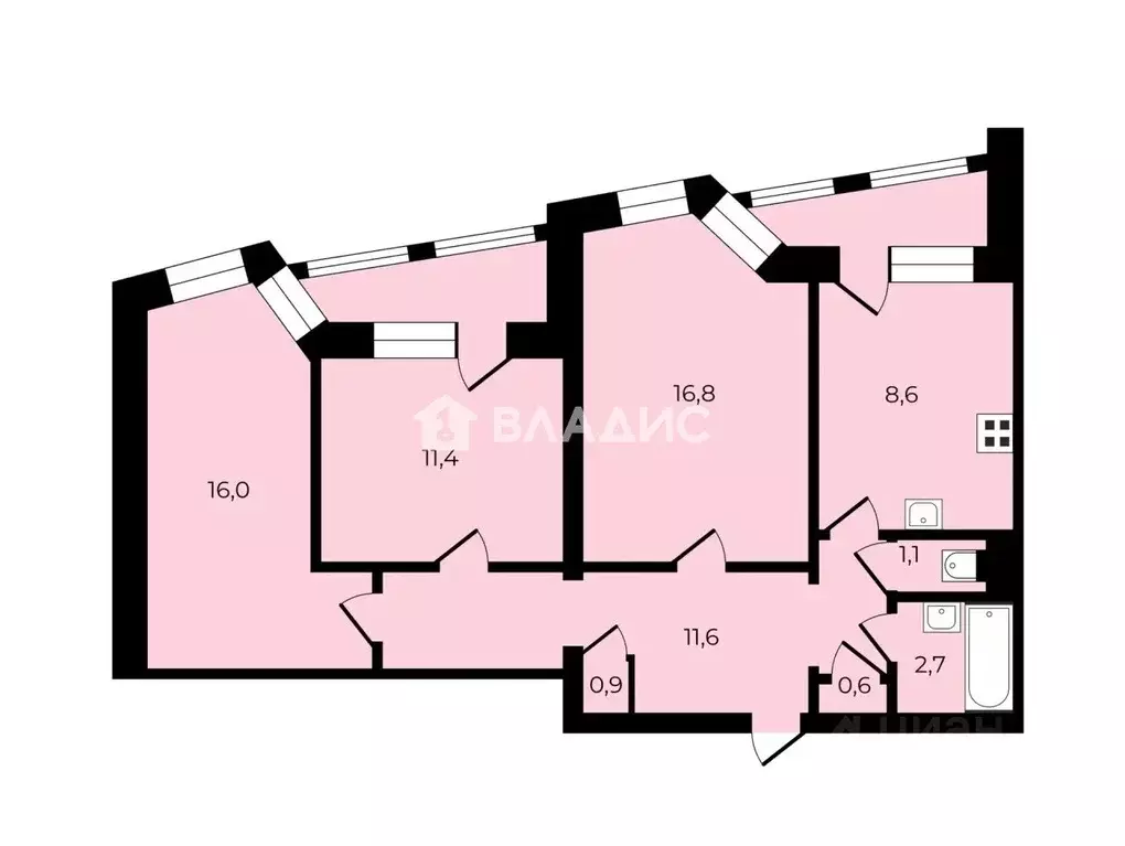 3-к кв. Санкт-Петербург просп. Энтузиастов, 47К4 (69.7 м) - Фото 2