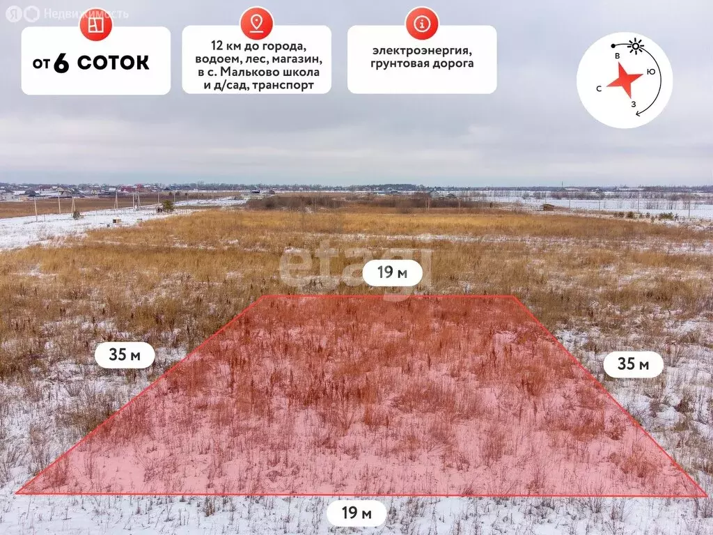 Участок в Тюменский район, село Мальково (7.15 м) - Фото 1