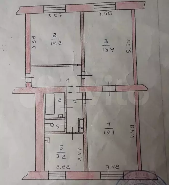 3-к. квартира, 73,6 м, 2/4 эт. - Фото 0