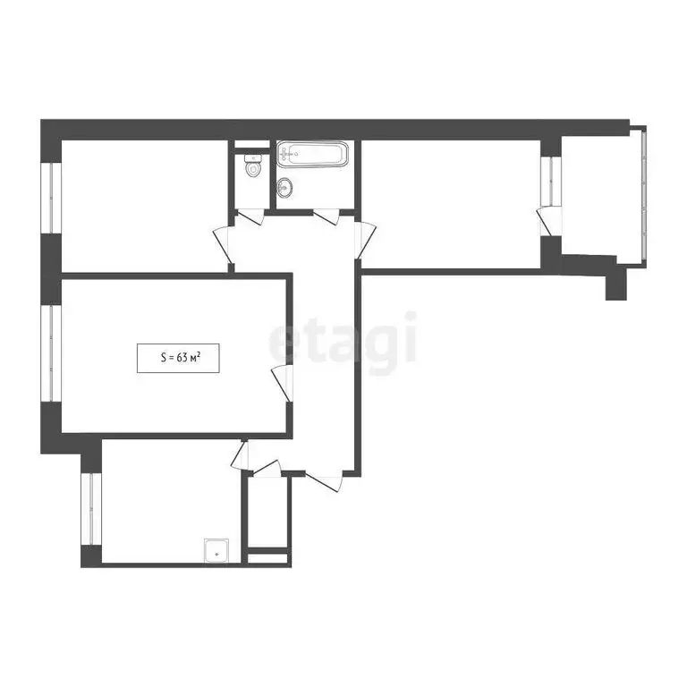 3-комнатная квартира: Бийск, Стахановская улица, 4 (63 м) - Фото 0