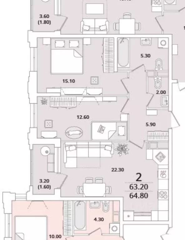 2-к кв. Санкт-Петербург Планерная ул., 99 (64.8 м) - Фото 0