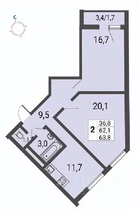 2-к кв. Москва ул. Липчанского, 10 (63.8 м) - Фото 1