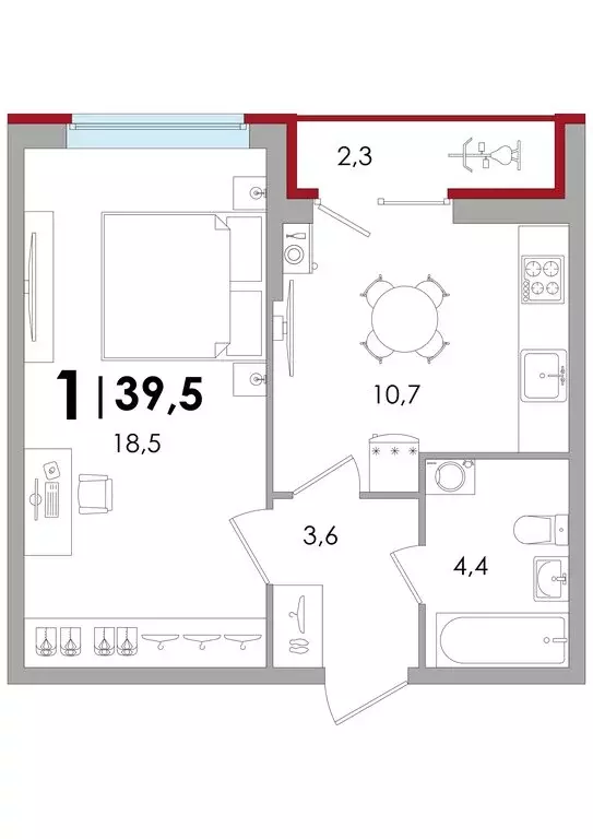1-комнатная квартира: Тверь, улица С.Я. Лемешева, 6 (39.2 м) - Фото 1