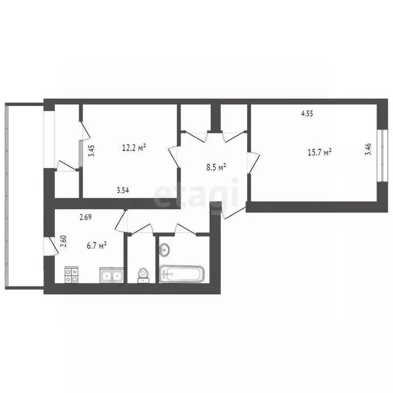 2-к кв. Крым, Бахчисарай ул. Макаренко, 8 (48.9 м) - Фото 1