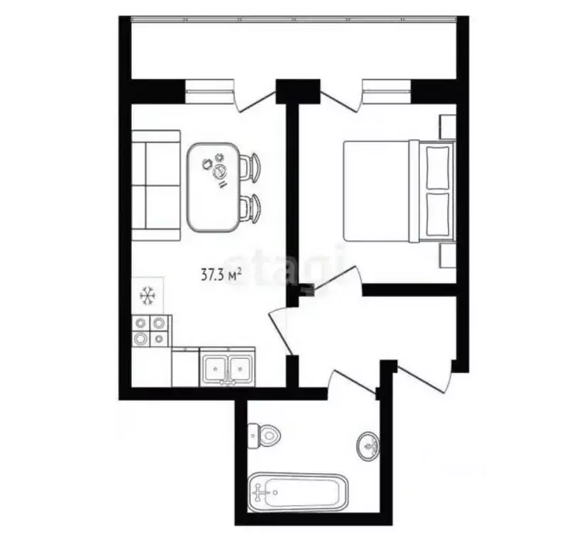 2-к кв. Новосибирская область, Новосибирск ул. Забалуева, 92 (37.3 м) - Фото 1