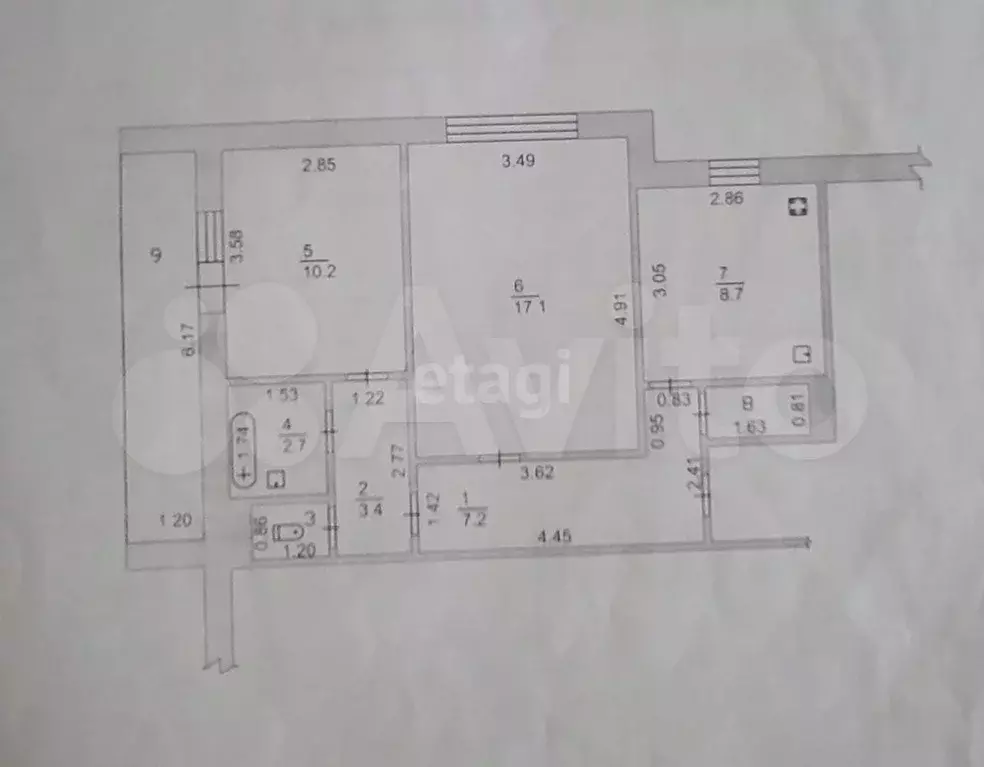 2-к. квартира, 51,6 м, 1/9 эт. - Фото 0
