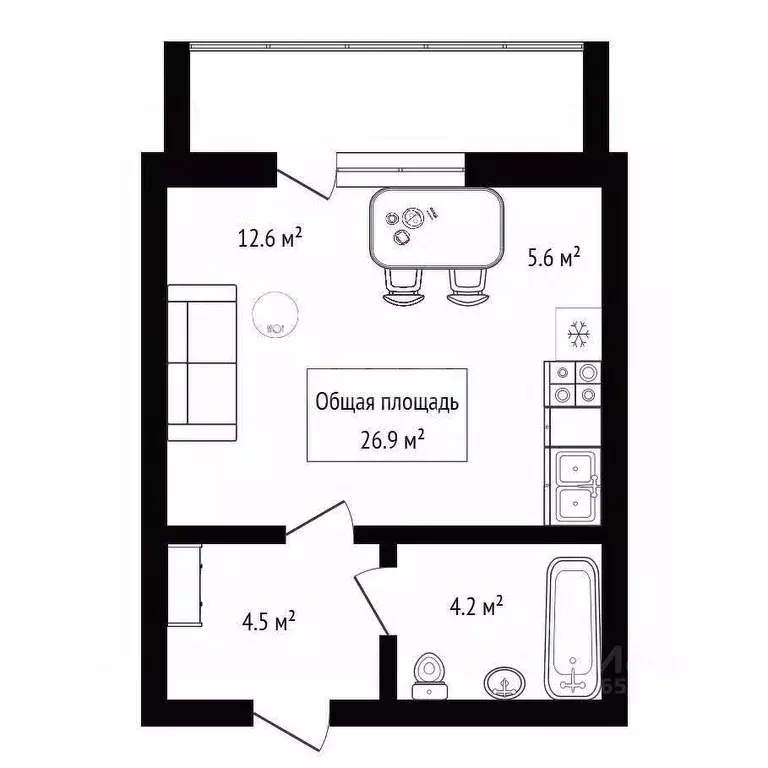 Студия Новосибирская область, Новосибирск Весенний мкр, ул. Заречная, ... - Фото 2