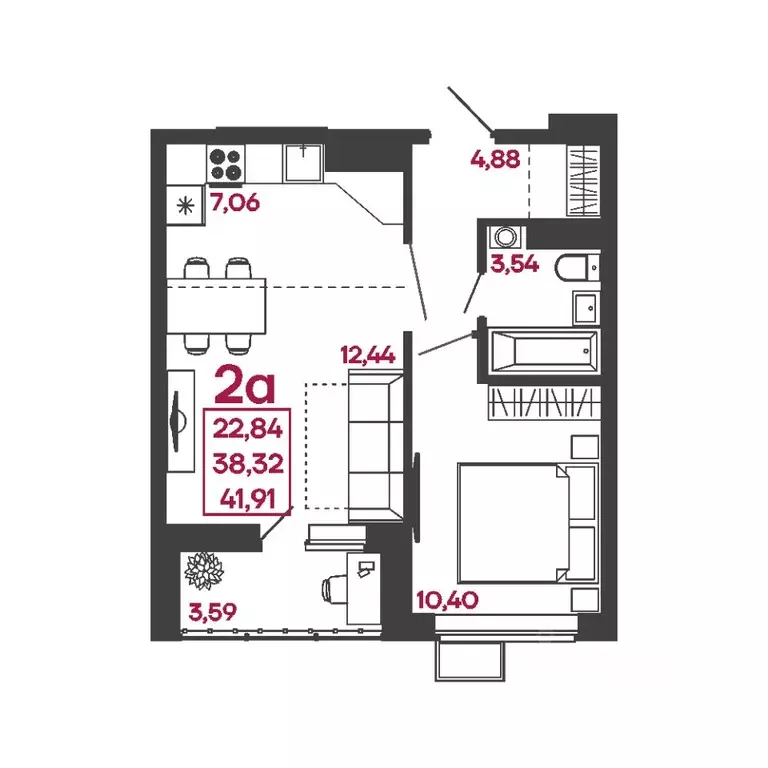 2-к кв. Пензенская область, Пенза ул. Измайлова, 41Б (41.91 м) - Фото 0