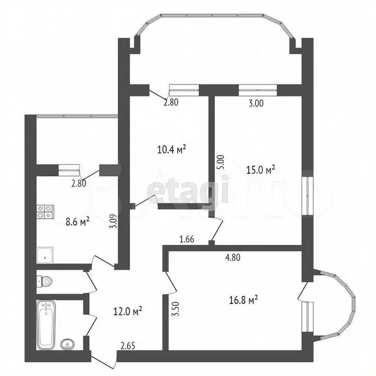 3-к. квартира, 86,5м, 10/13эт. - Фото 1