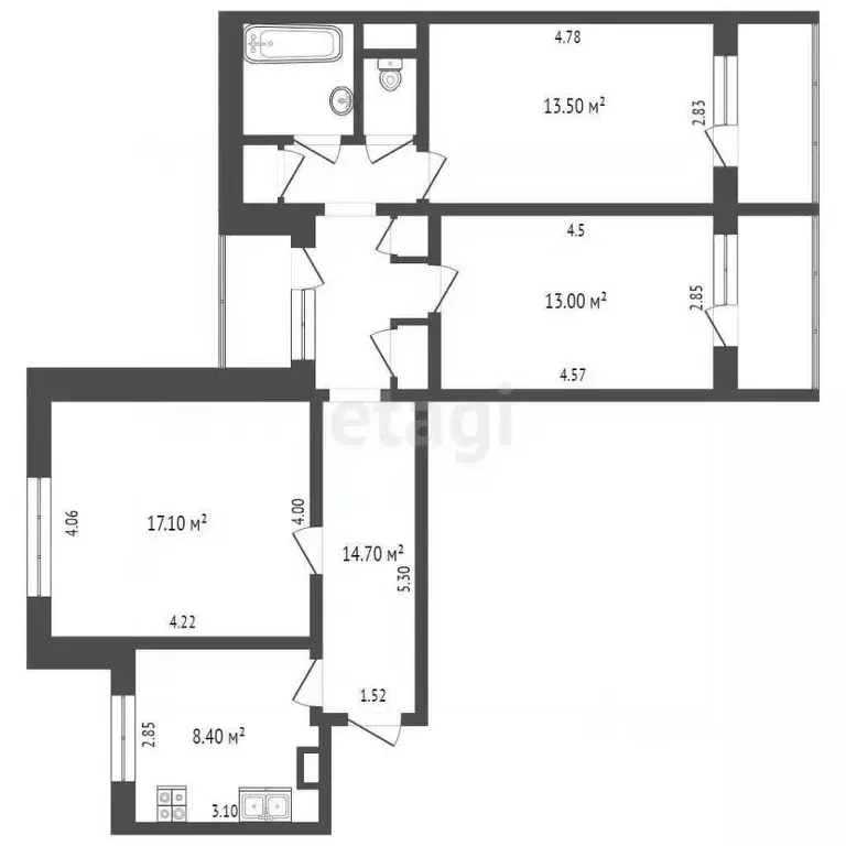 3-к кв. Московская область, Одинцово Сосновая ул., 32 (73.2 м) - Фото 1