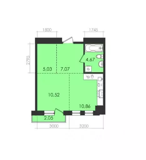 Студия Иркутская область, Иркутск ул. Красных Мадьяр, 27 (40.0 м) - Фото 0