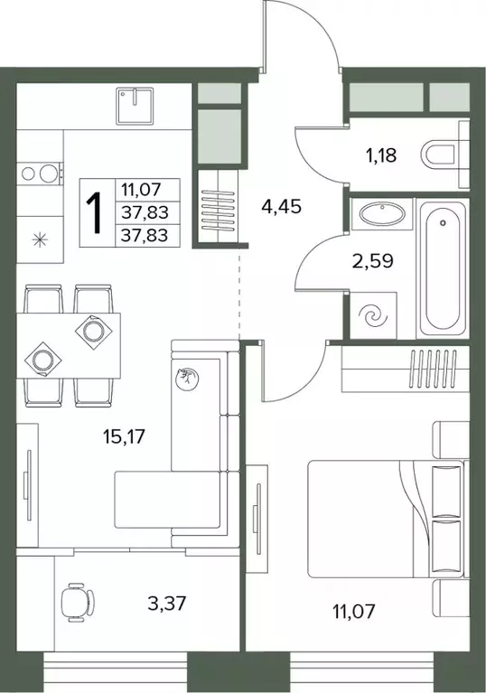 2-к кв. Московская область, Серпухов  (37.83 м) - Фото 1