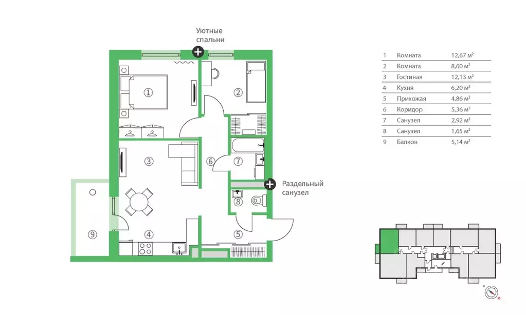 3-к кв. Карелия, Петрозаводск ул. Брестская, 6 (59.53 м) - Фото 1