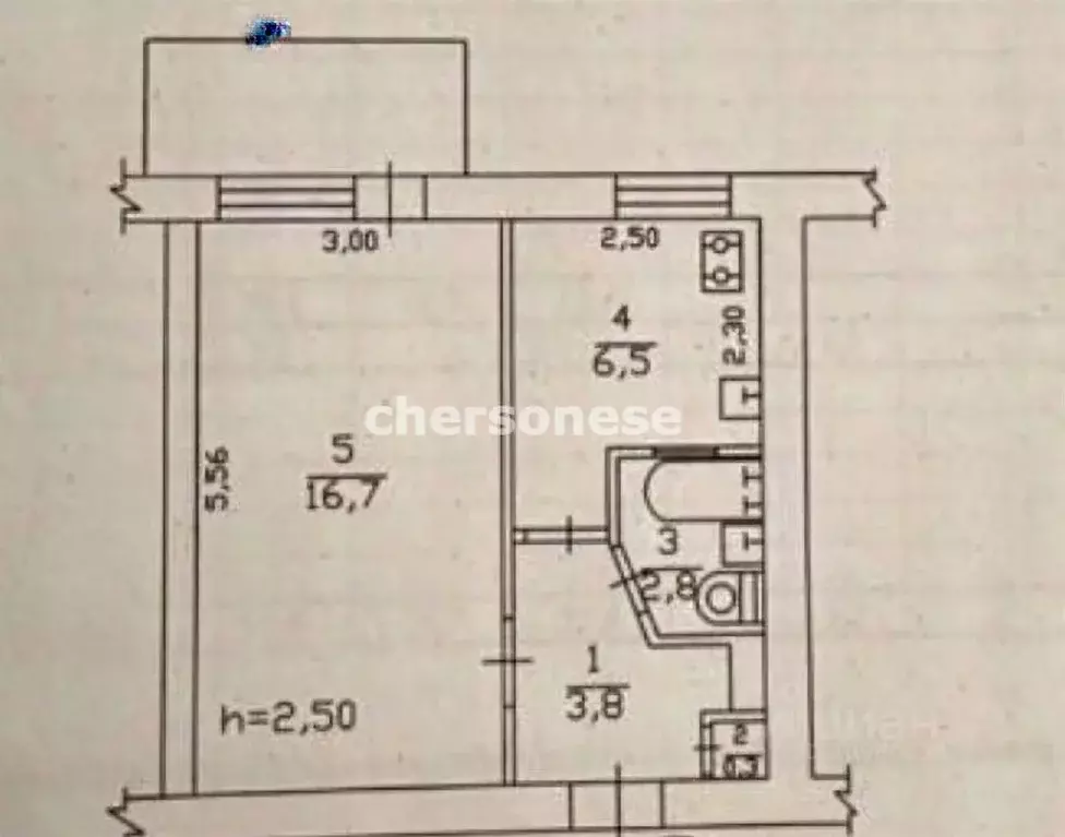 1-к кв. Севастополь ул. Серафимовича, 30 (30.1 м) - Фото 2
