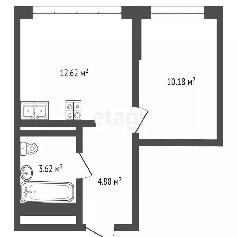1-к кв. Тюменская область, Тюмень ул. Василия Малкова, 12 (34.0 м) - Фото 2