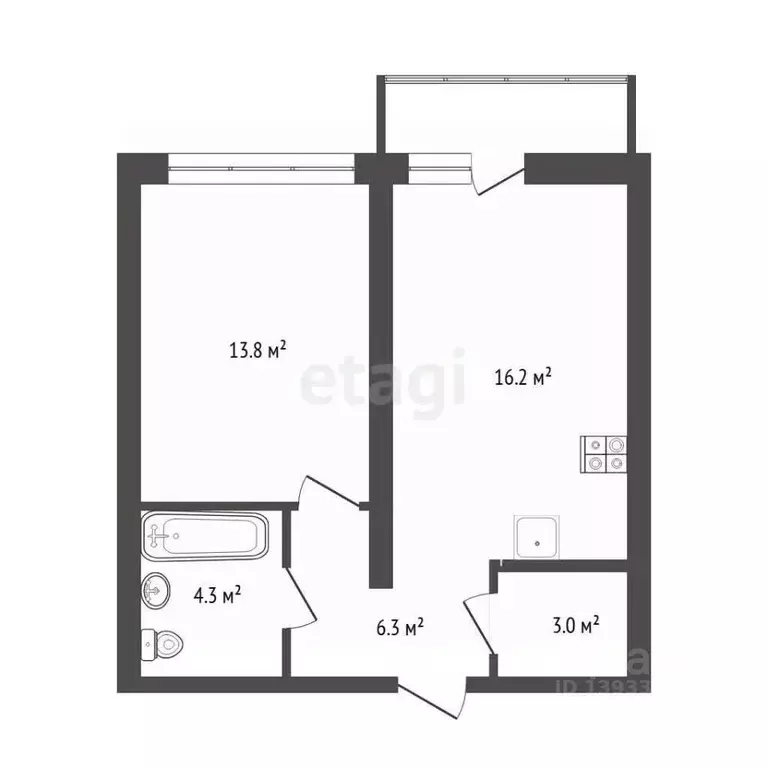 1-к кв. Тюменская область, Тюмень ул. Павла Фитина, 3 (43.3 м) - Фото 1