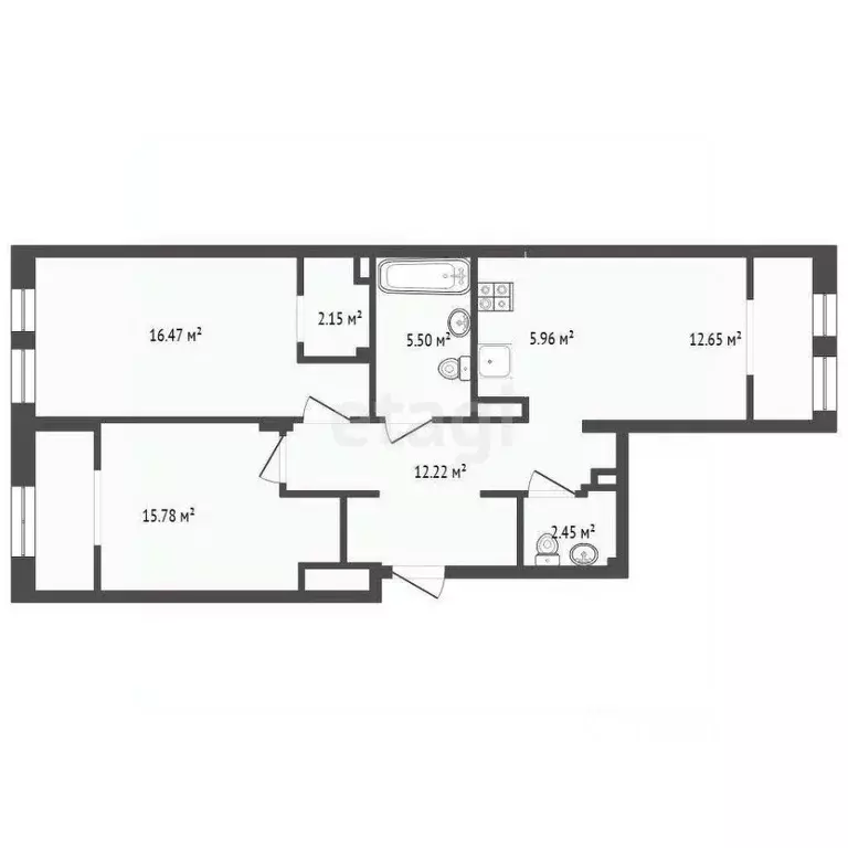 3-к кв. Тюменская область, Тюмень ул. Первооткрывателей, 2 (73.1 м) - Фото 2