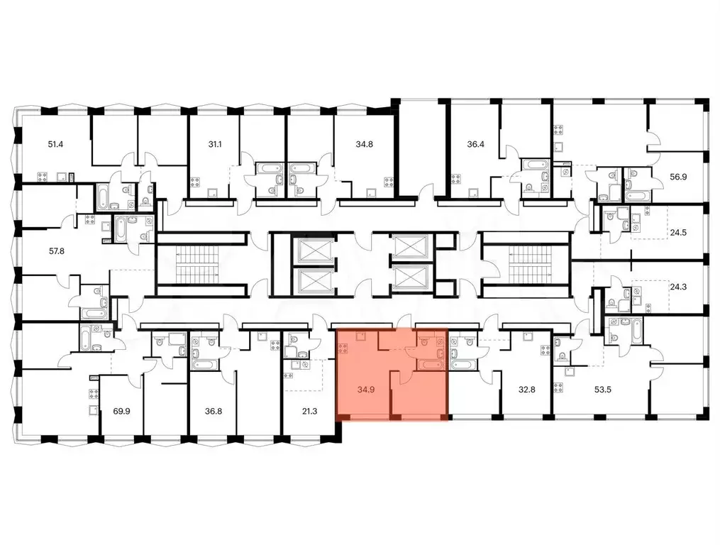 1-к. квартира, 34,9 м, 24/32 эт. - Фото 1