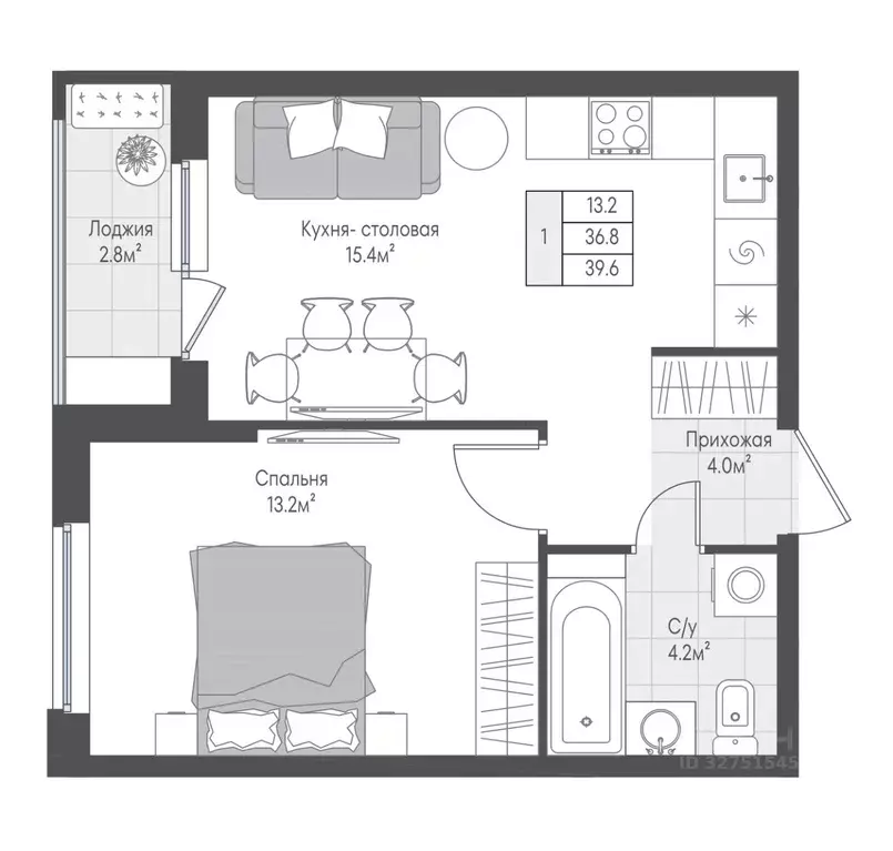 1-к кв. Тверская область, Тверь Лесная Мелодия-3 жилой комплекс (38.2 ... - Фото 2