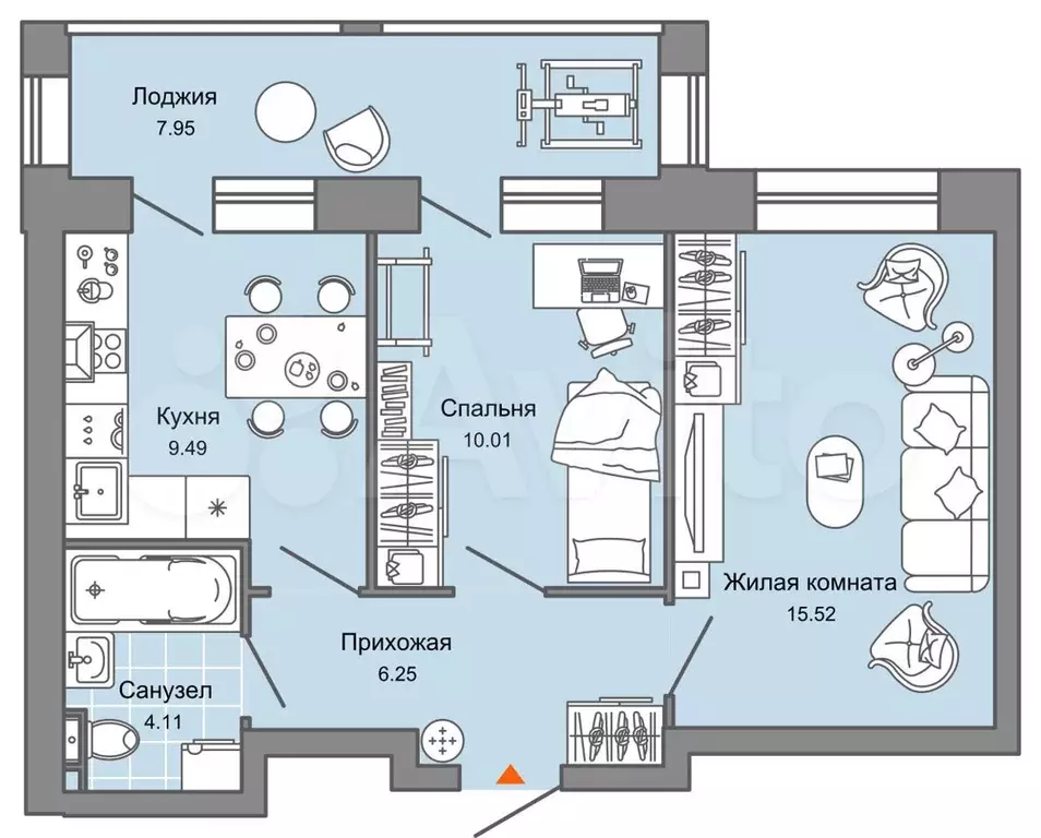 2-к. квартира, 49 м, 1/4 эт. - Фото 0