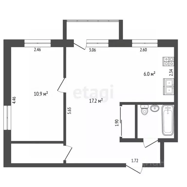 2-к кв. Томская область, Северск ул. Царевского, 7 (43.8 м) - Фото 2