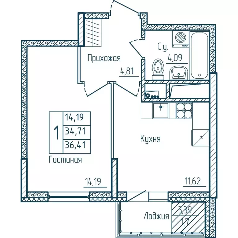 1-к кв. Мордовия, Саранск Центр жилрайон,  (36.41 м) - Фото 1