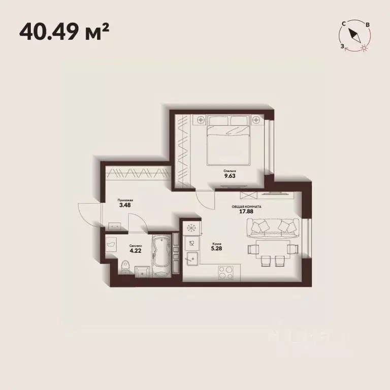 1-к кв. Приморский край, Владивосток Каскада жилой комплекс (40.49 м) - Фото 0