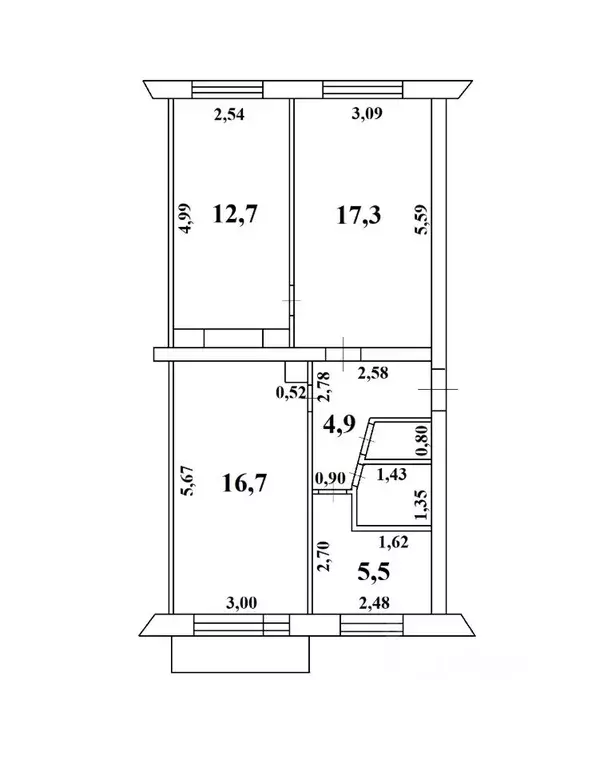 3-к кв. Кемеровская область, Кемерово Инициативная ул., 38 (61.8 м) - Фото 0