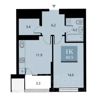 1-к кв. Новосибирская область, Новосибирск ул. Прибрежная, 6 (40.5 м) - Фото 0