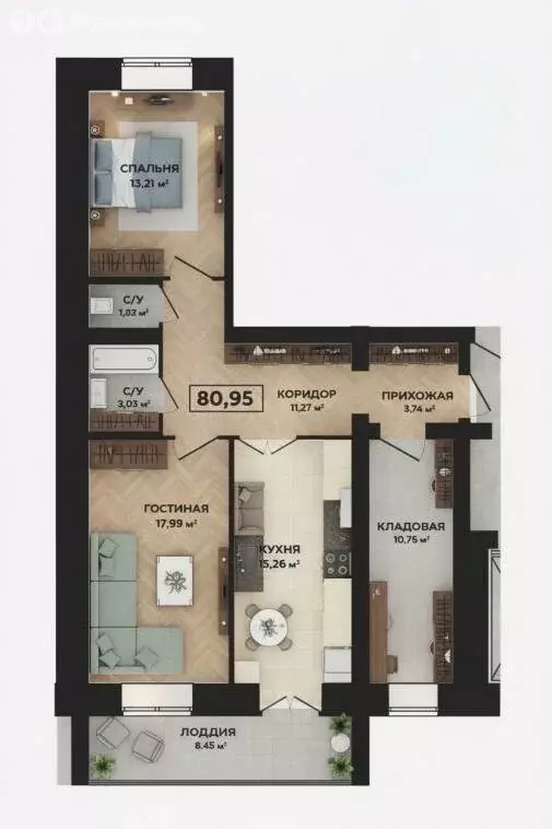 2-комнатная квартира: Йошкар-Ола, улица Чехова, 55 (81 м) - Фото 1