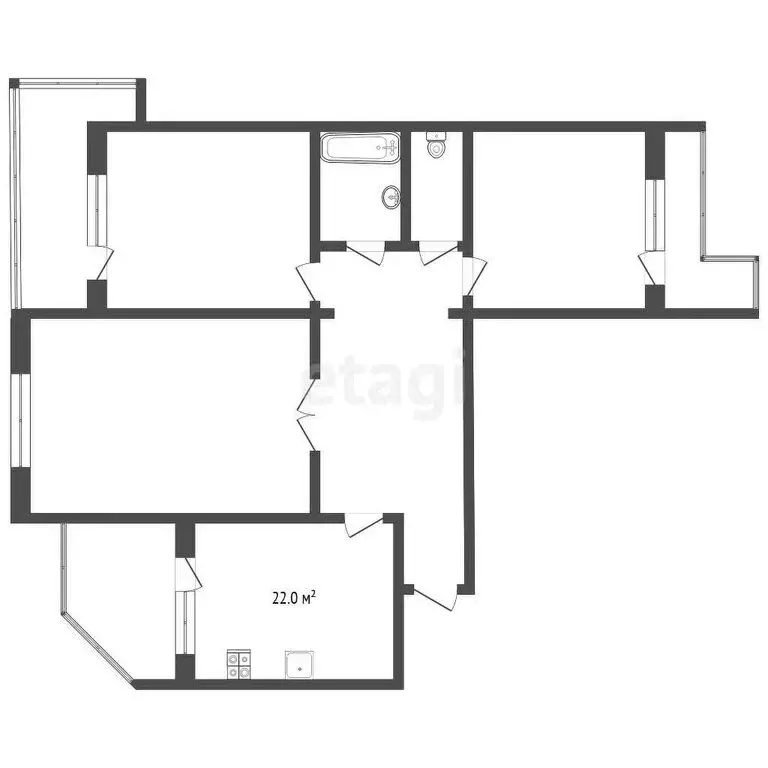 3-комнатная квартира: Тырныауз, улица Мичурина, 4 (71.9 м) - Фото 1