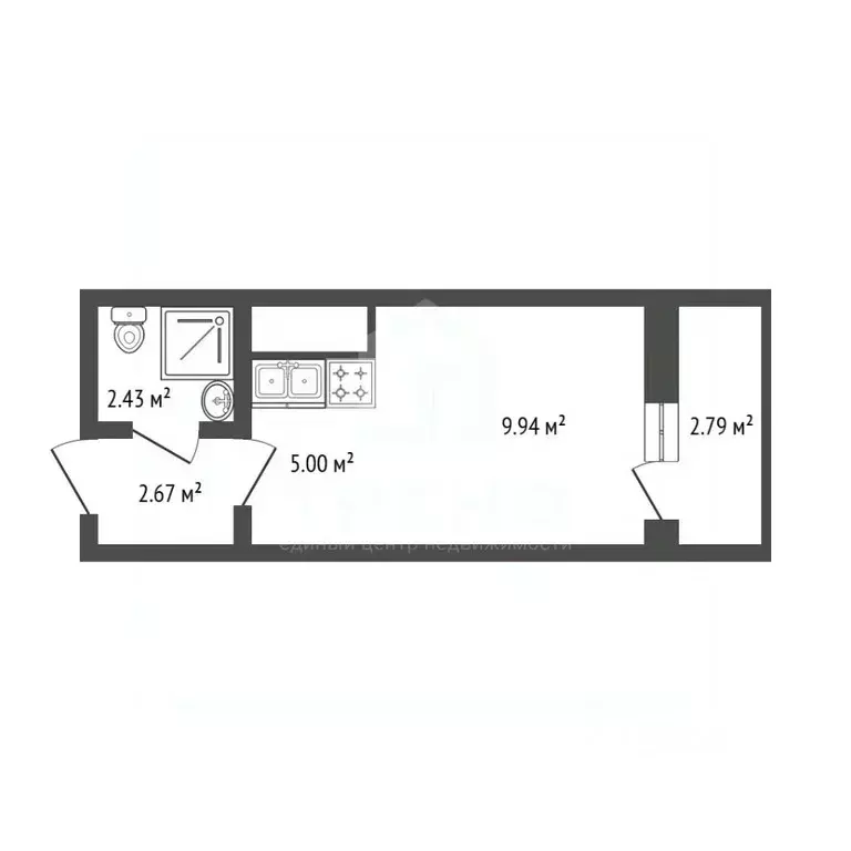 Студия Санкт-Петербург ул. Гудиловская, 9 (21.5 м) - Фото 1