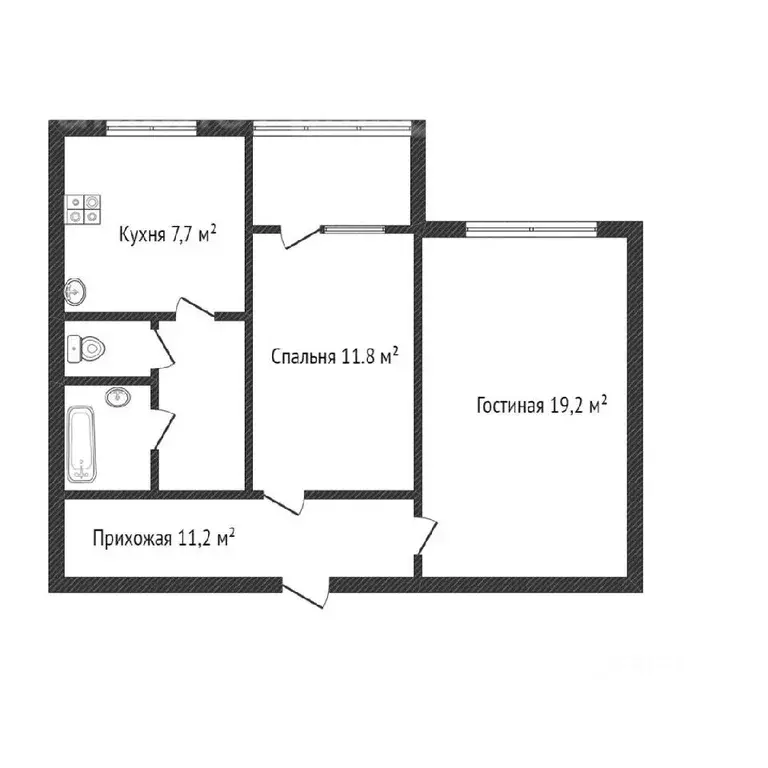 2-к кв. Тамбовская область, Тамбов ул. Чичерина, 28А (54.0 м) - Фото 1