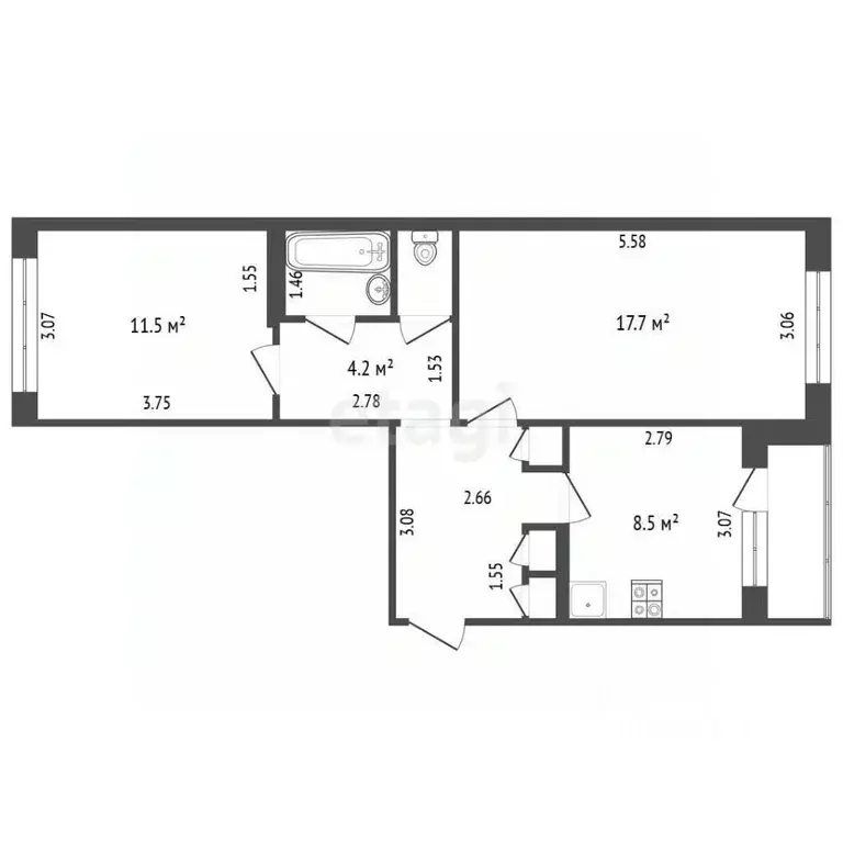 2-к кв. Тамбовская область, Тамбов Весенняя ул., 20 (53.0 м) - Фото 2