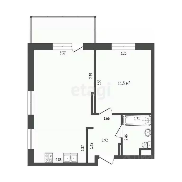 1-к кв. Тюменская область, Тюмень Профсоюзная ул., 53 (40.1 м) - Фото 1